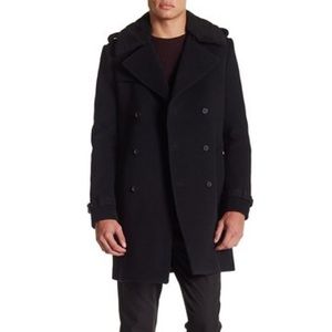 The Kooples Feaux Shearling Collar Pea Coat